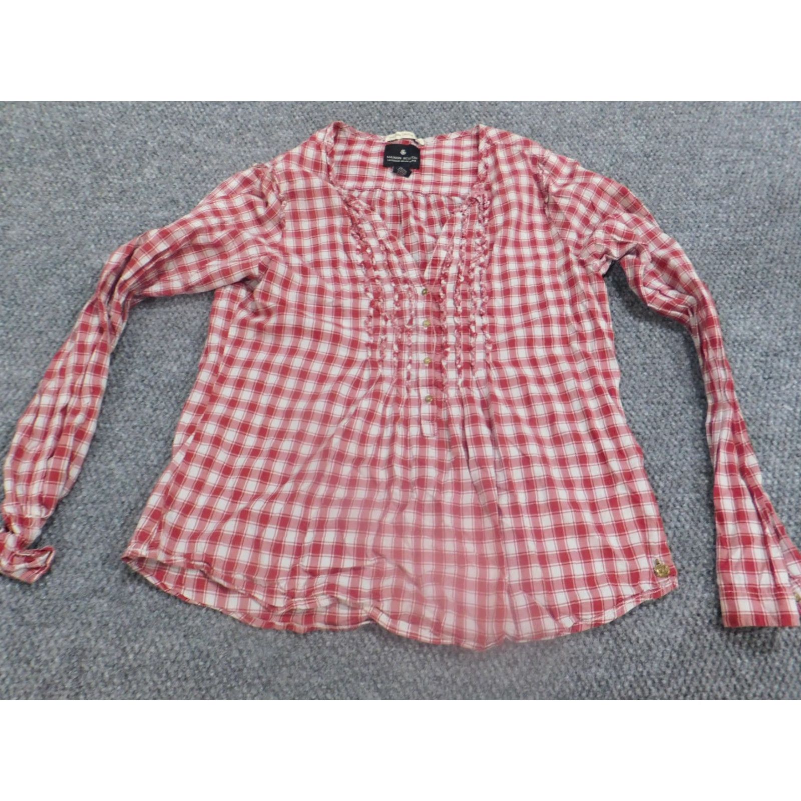 Vintage Rafaella Blouse Women Shirt Regular Size 3 Red Plaid Button Down Collared Cotton Casual Long Sleeve Size XS / US 0-2 / IT 36-38 - 4 Thumbnail