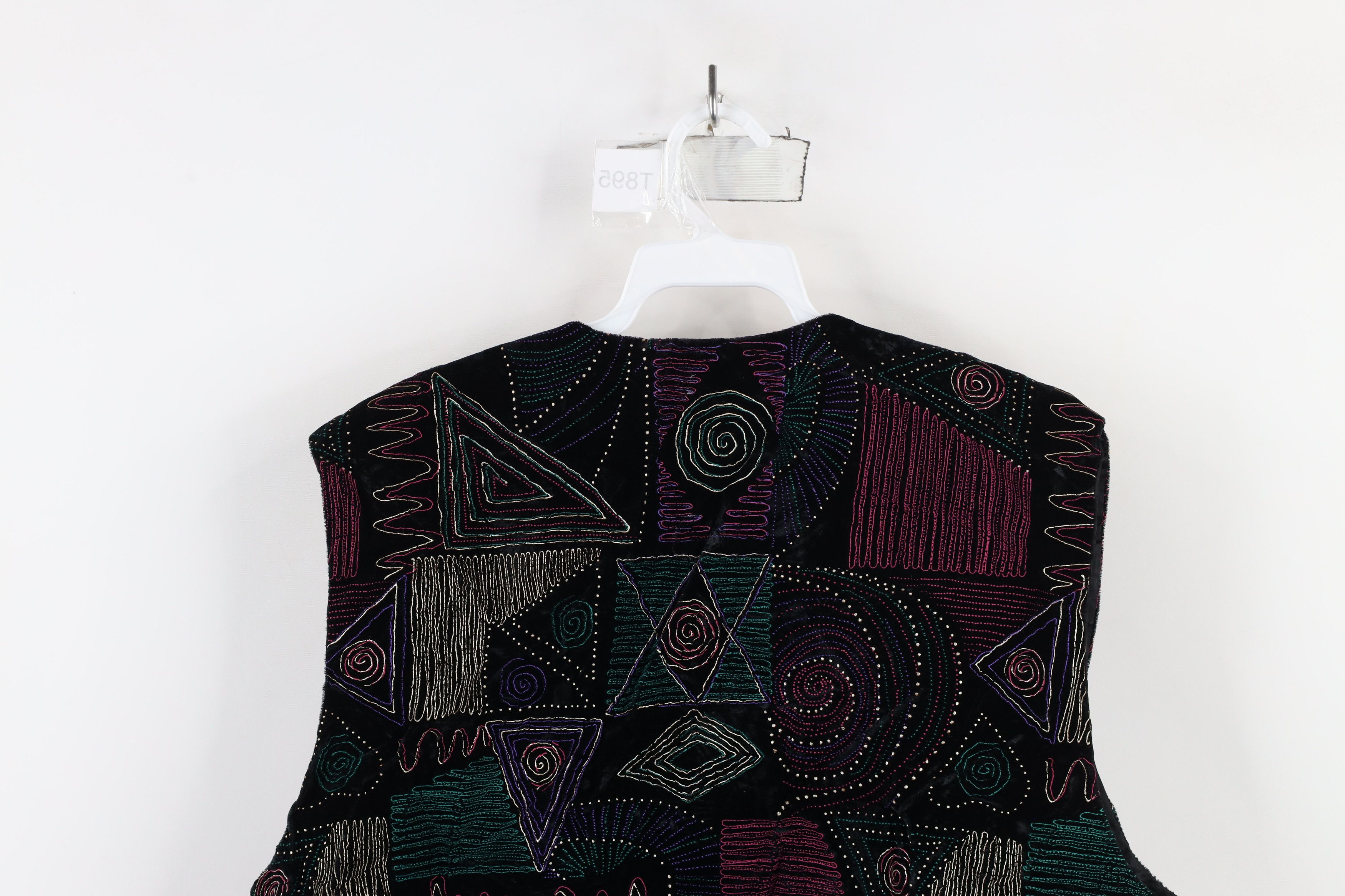 Vintage Vintage 90s Streetwear Geometric Velvet Velour Vest Jacket Size M / US 6-8 / IT 42-44 - 9 Thumbnail