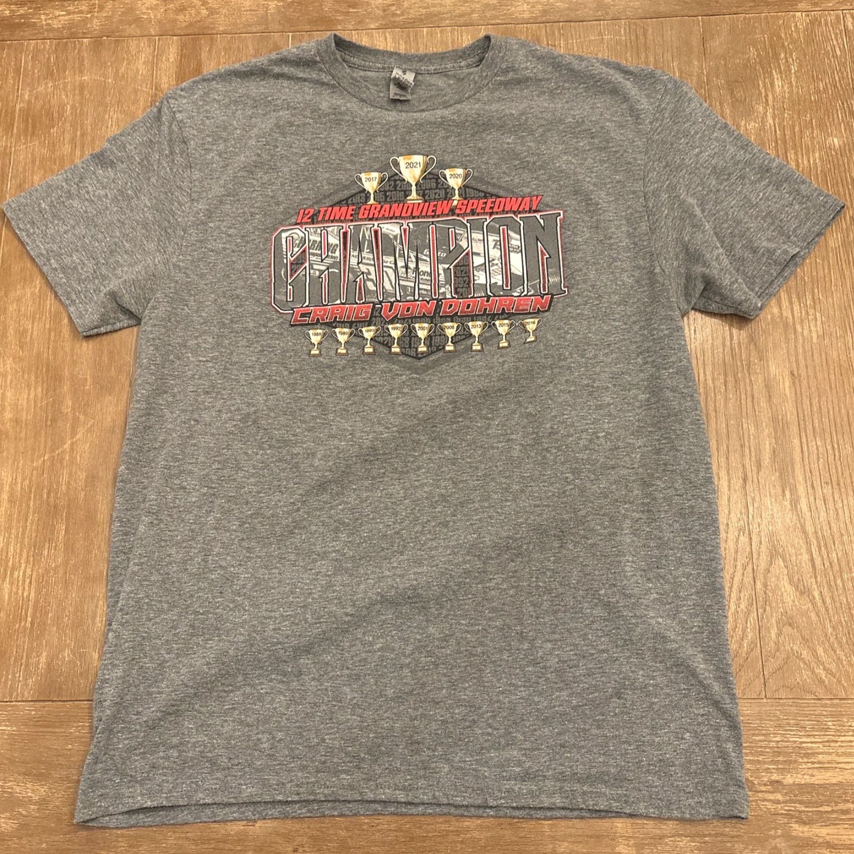 Vintage Modified Racing T Shirt Craig Von Dohren Grandview Speedway PA M Mens Gray Shirt Size M Size US M / EU 48-50 / 2 - 2 Thumbnail