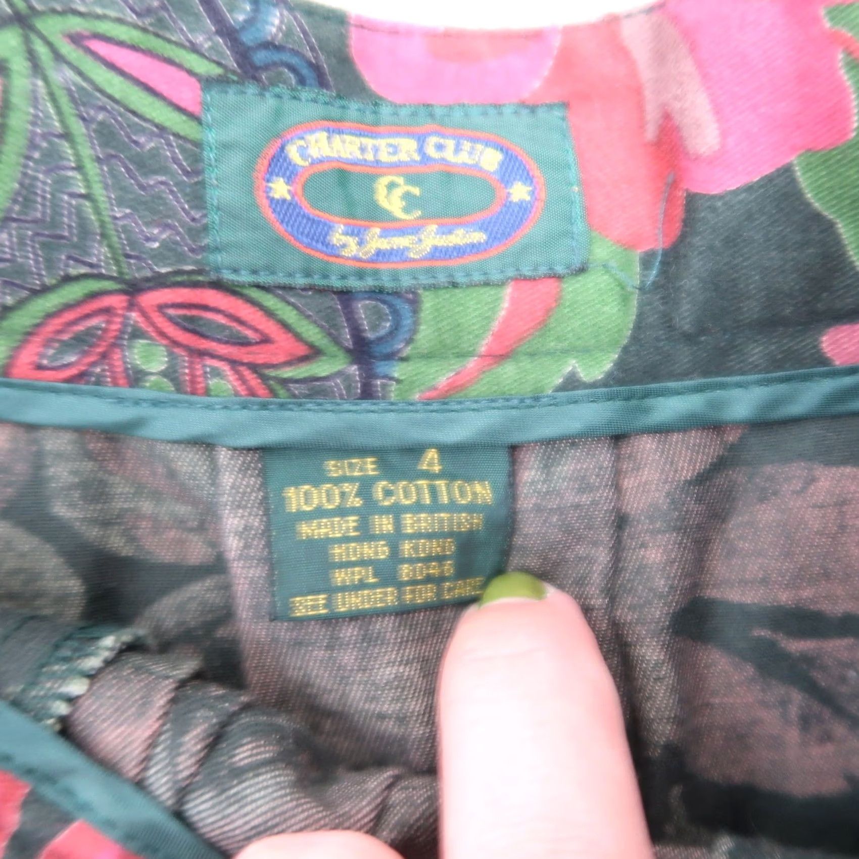 Charter Club VINTAGE Charter Club Skirt 4 pink and green floral pleated a-line midi 90s Size 27" / US 4 / IT 40 - 4 Thumbnail