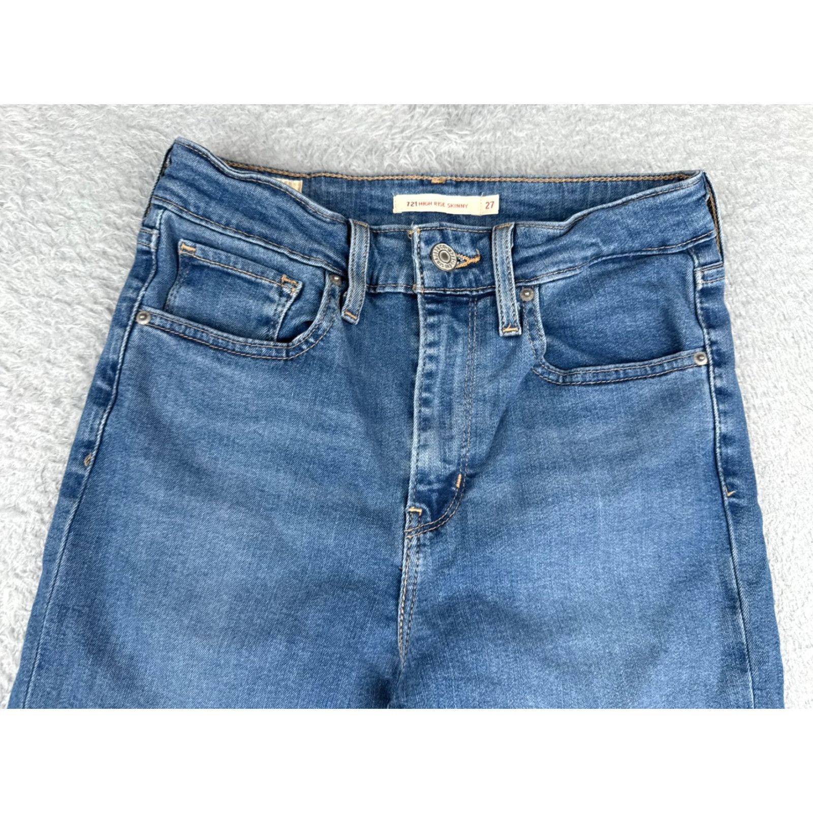 Levi's VINTAGE Levi's Jeans Women 27 Blue Denim Skinny High Rise 721 Big E Cotton 25x26 Jeans Size 27" / US 4 / IT 40 - 4 Thumbnail