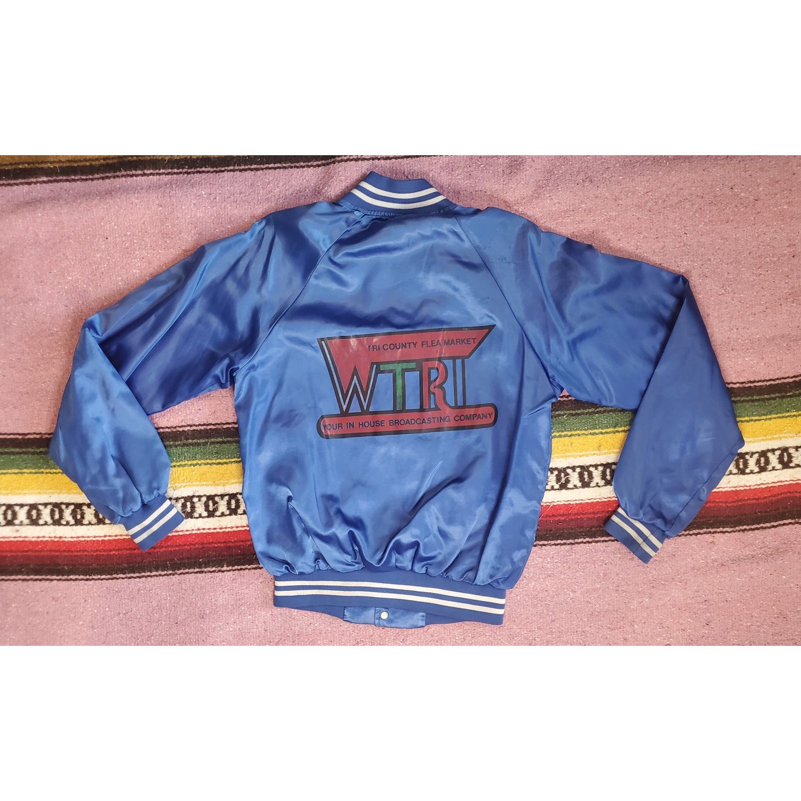 Auburn Sportswear Vintage Satin WTRI Tri County Flea Market Blue Jacket Size US S / EU 44-46 / 1 - 2 Thumbnail
