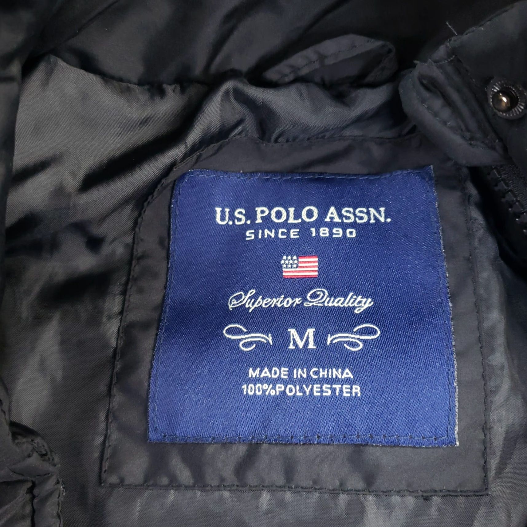 Vintage US Polo Assn. Puffer Jacket Womens Medium Black Full Zip Removable Faux Fur Hood Winter Size M / US 6-8 / IT 42-44 - 6 Thumbnail