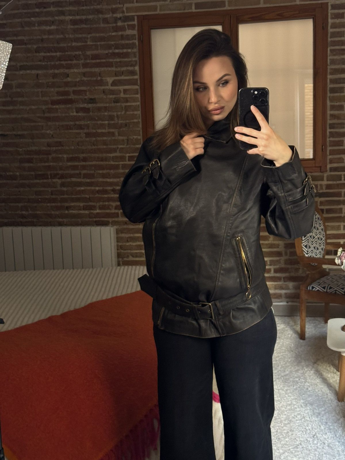 Pinko Pinko Bora Chiodo Leather Jacket Black Size S / US 4 / IT 40 - 8 Thumbnail