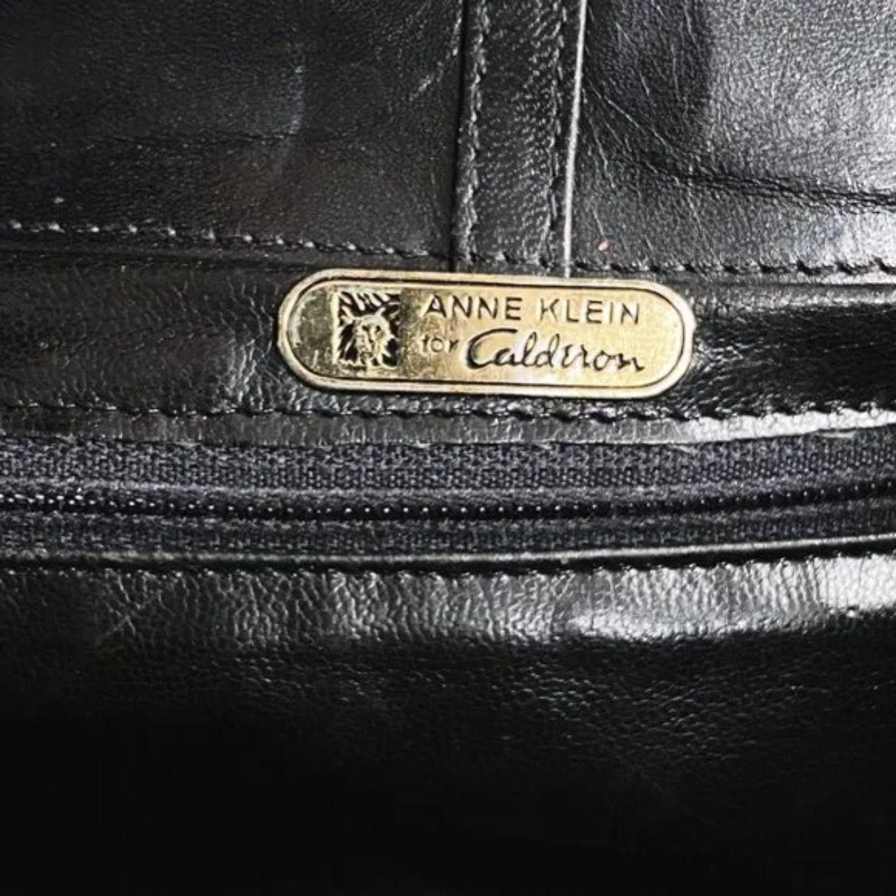 ANNE KLEIN VTG Black Leather Pochette / Clutch