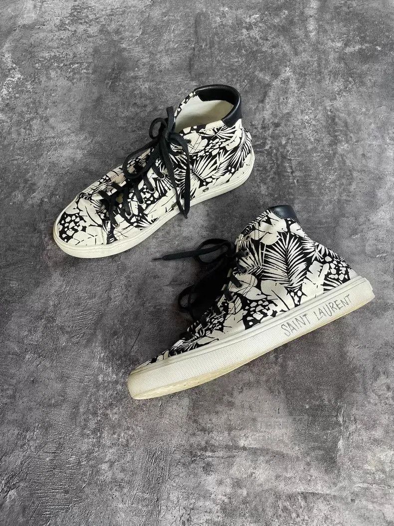 Saint Laurent Paris Saint Laurent Paris Black, White and Palm Tree Graffiti In Size US 7.5 / EU 40-41 - 3 Thumbnail