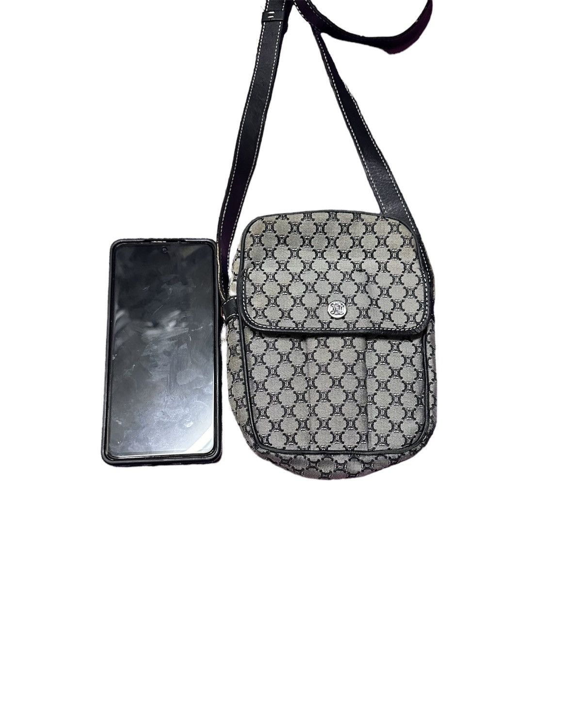 Celine Monogram Mini Sling Bag in Grey, Men's