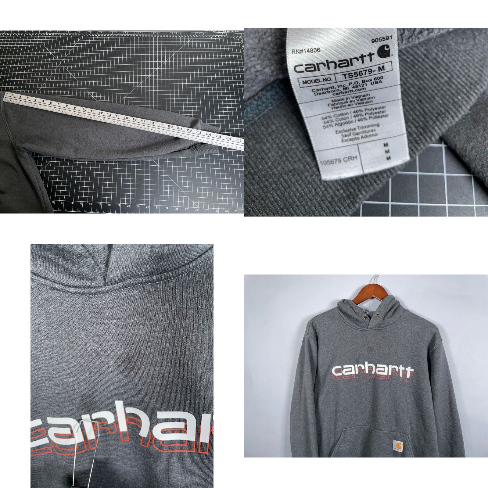 Carhartt Carhartt Hoodie Men's Medium Dark Gray Rain Defender Loose Fit Sweatshirt Size US M / EU 48-50 / 2 - 8 Thumbnail