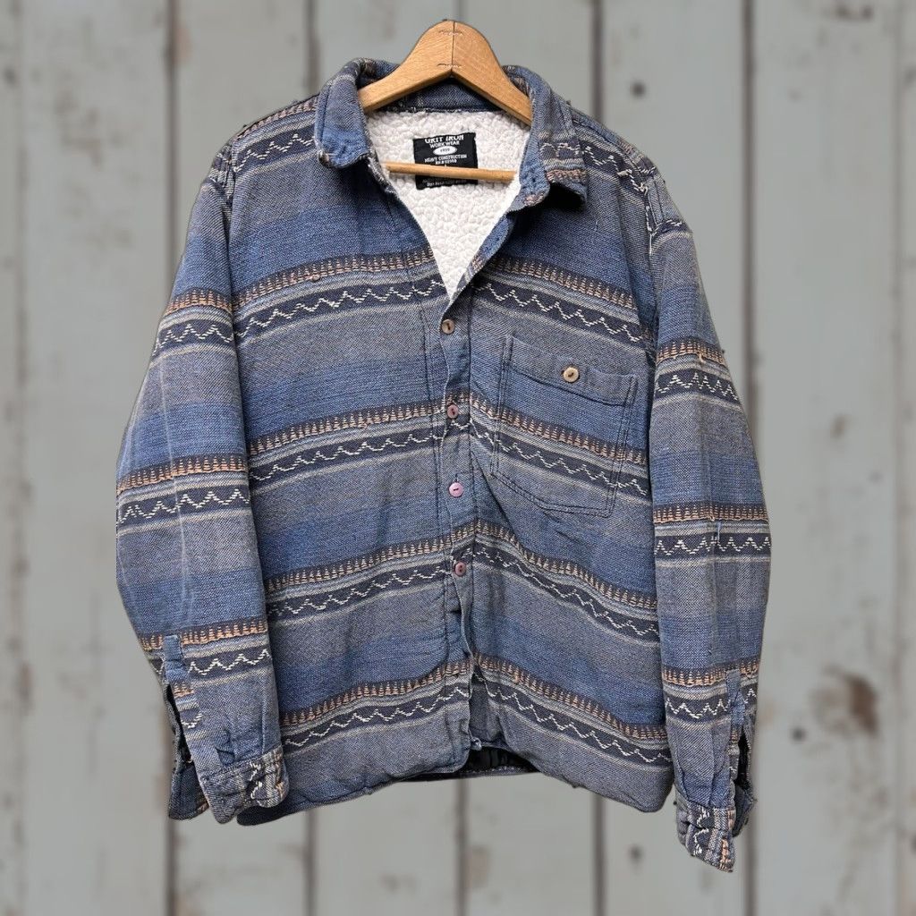 Vintage VINTAGE Grit Iron Workwear Shacket Jacket Men L Blue Aztec Southwest Sherpa Size US L / EU 52-54 / 3 - 1 Thumbnail