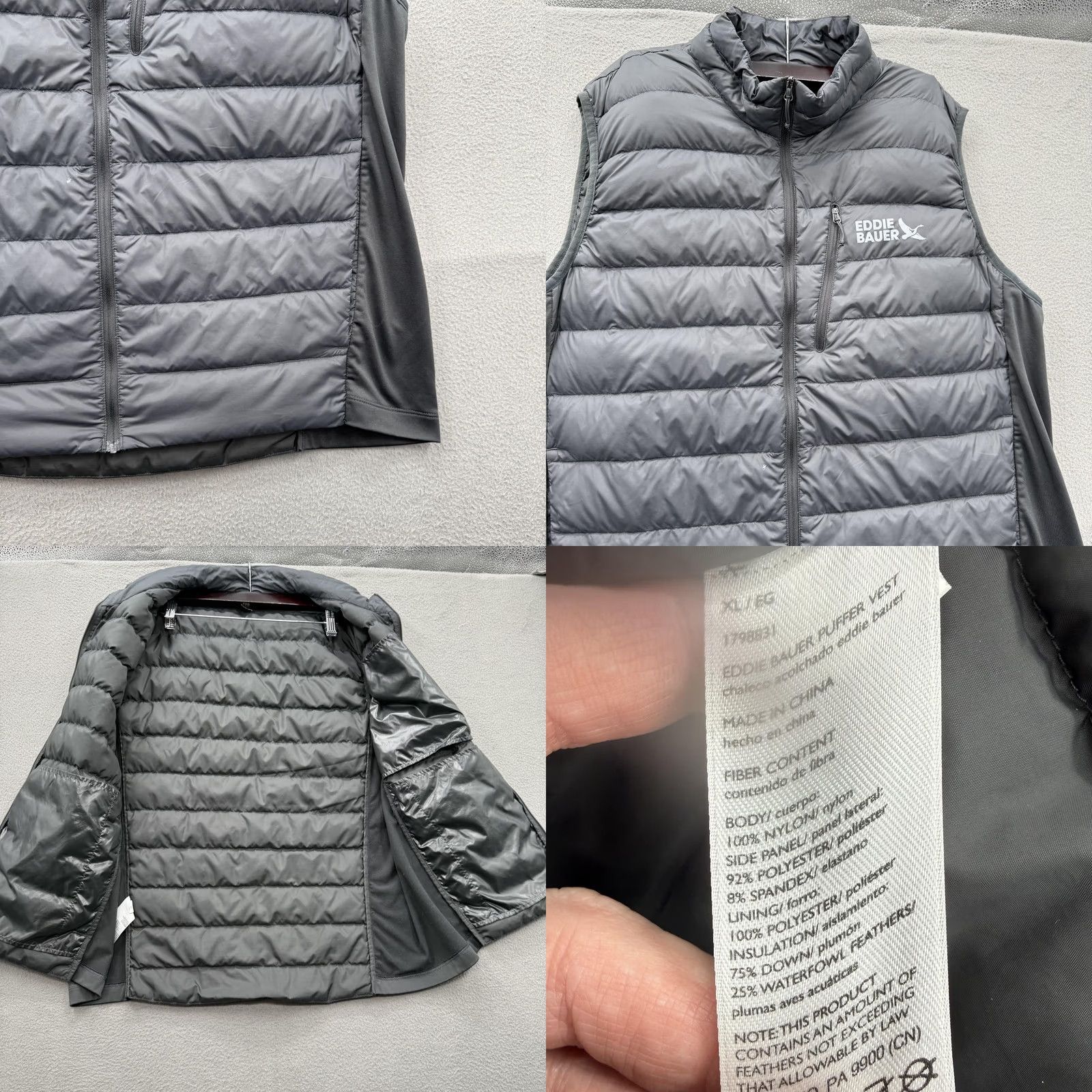 Eddie Bauer Eddie Bauer Puffer Vest Mens XL Gray 550 Down Full Zip Stretch Pockets Outdoor Size US XL / EU 56 / 4 - 8 Thumbnail