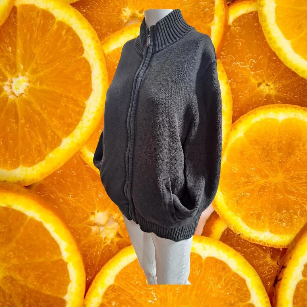 L.L. Bean L.L. Bean 100% Cotton Full Zip Black Knit Sweater Size Mediu Size US M / EU 48-50 / 2 - 2 Thumbnail