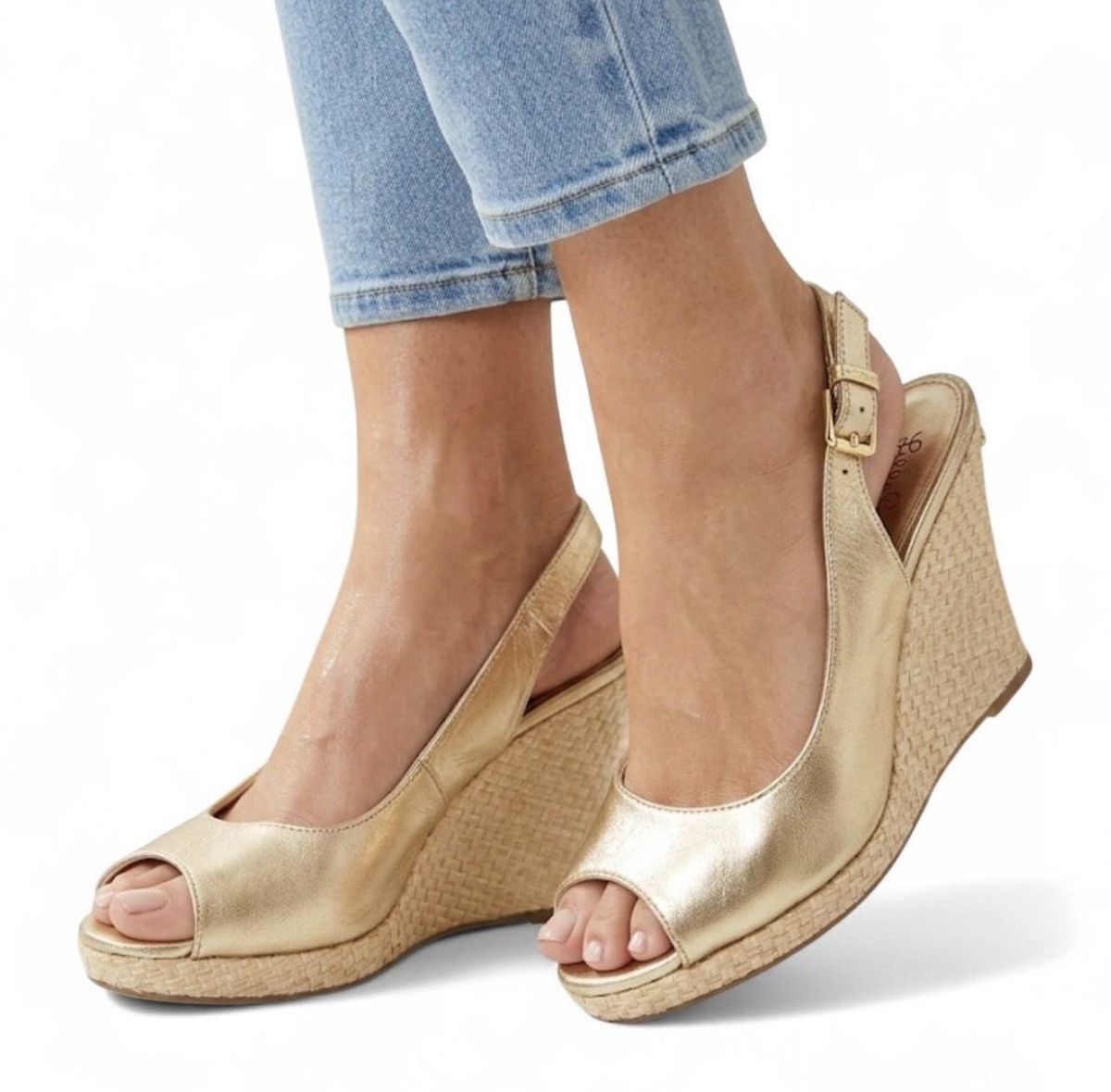 Lilly Pulitzer Lilly Pulitzer Metallic Gold Slingback Wedges | Size: 7 Size US 7 / IT 37 - 1 Thumbnail