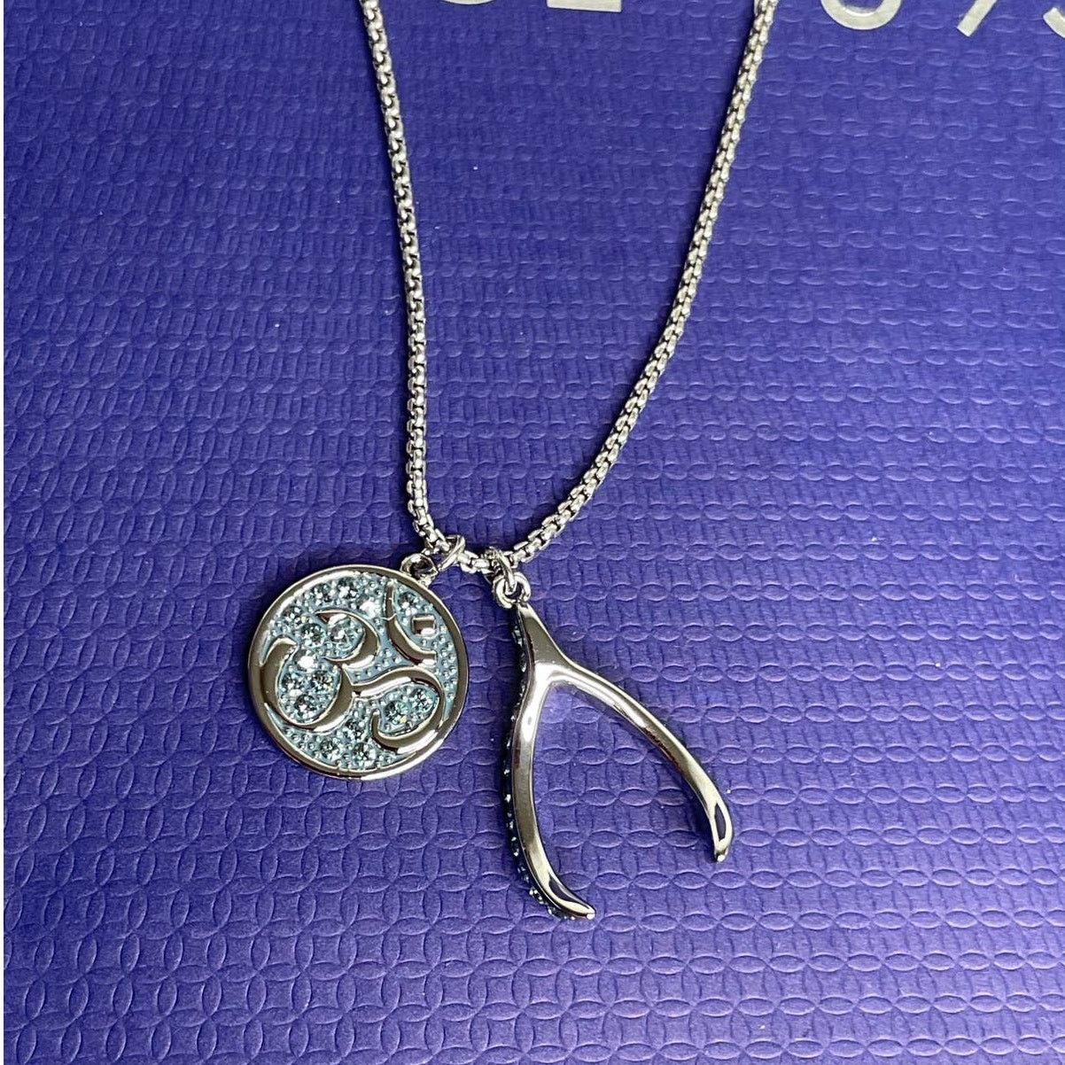 Swarovski Swarovski Unisex Om Blue Necklace Rhodium plated Size ONE SIZE - 11 Thumbnail
