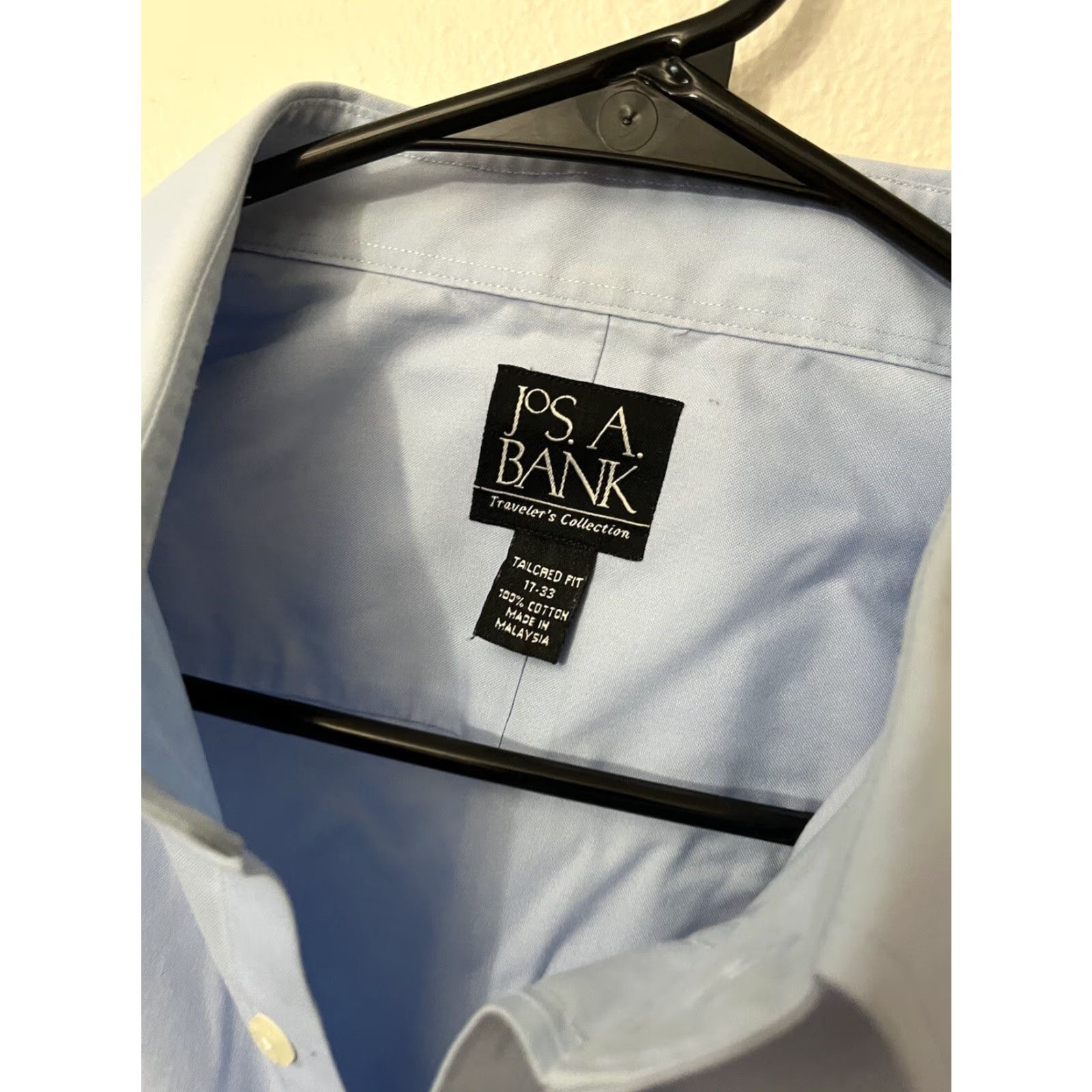 Jos. A. Bank Jos. A. Bank Long Sleeve Button-Up Shirt Men's 17 Blue Traditional Fit Slim Solid Travel Size US XL / EU 56 / 4 - 2 Thumbnail