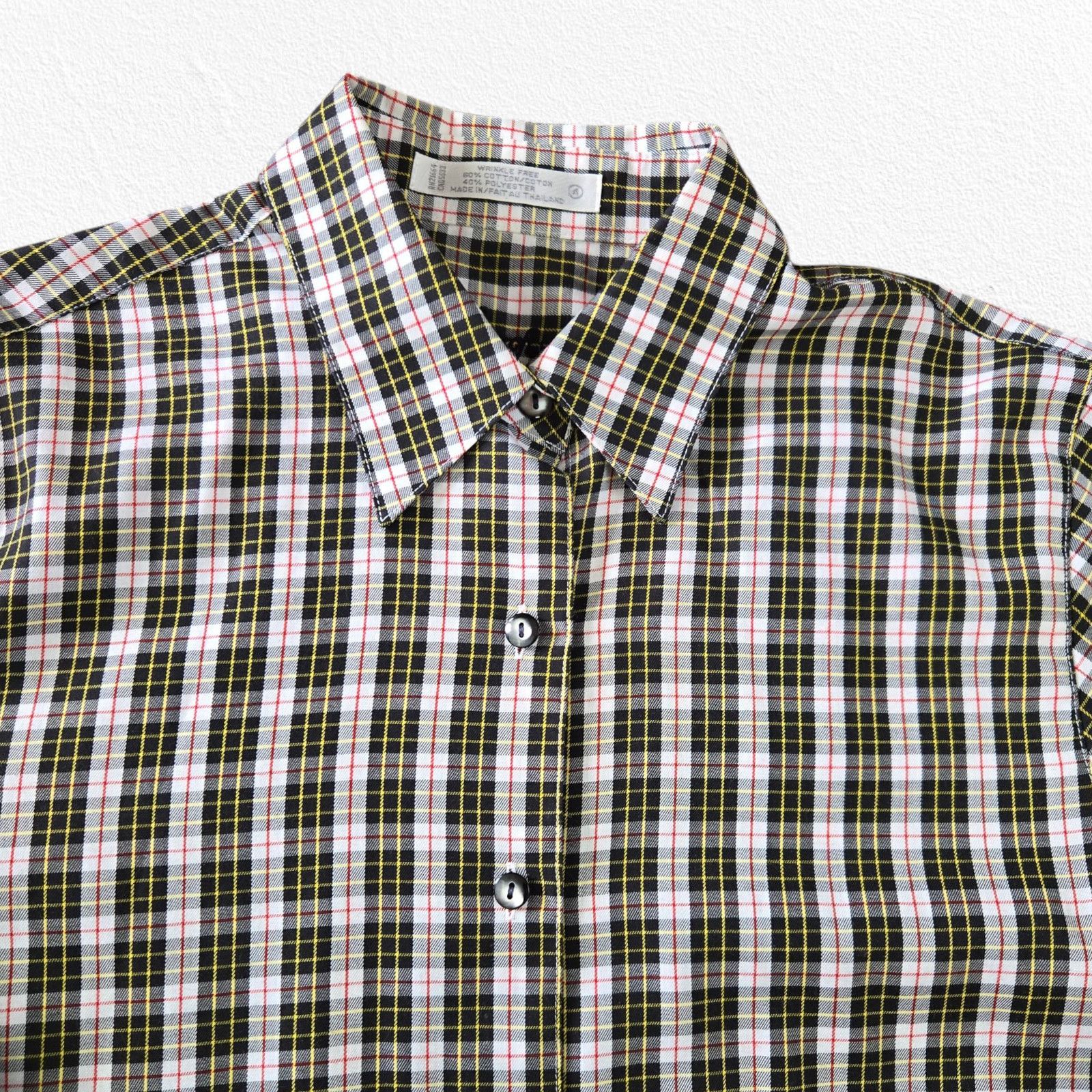 Vintage Black White Checkered Plaid Button-Up Shirt Size 4