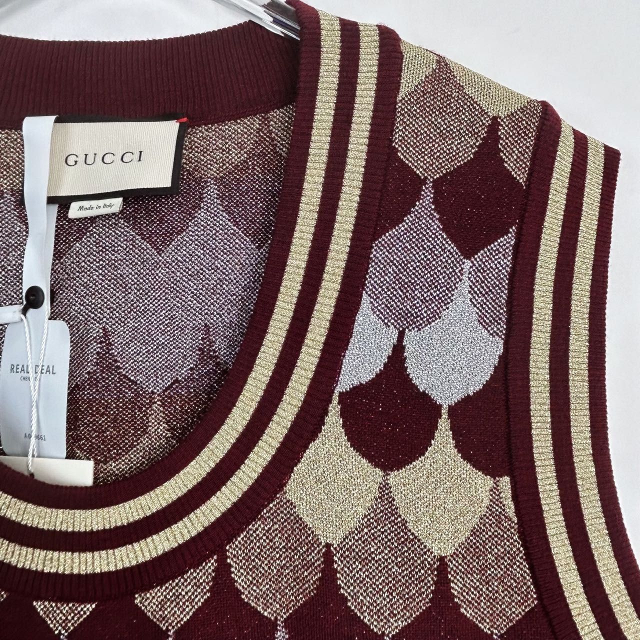 Gucci [Gucci] Jacquard Patterned Color-Block Sleeveless Vest L Size L / US 10 / IT 46 - 4 Thumbnail