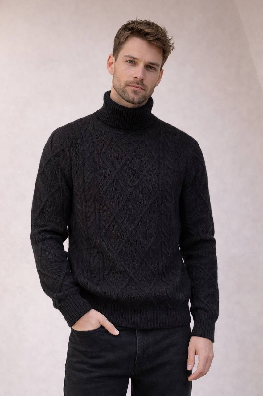 Folk Dark Grey Cable Roll Neck Jumper Knit Sweater Size 4