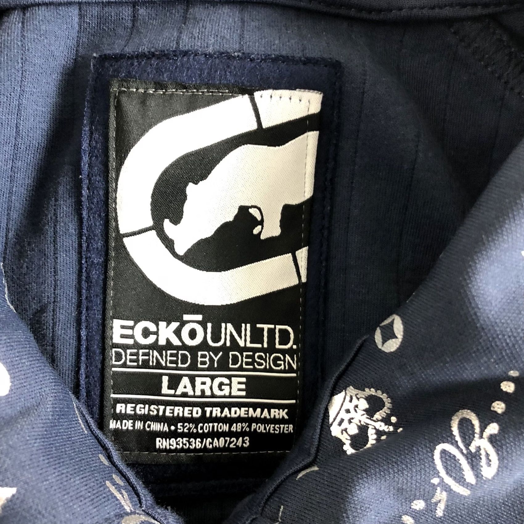 Ecko Unltd. Ecko Unltd. Cotton Blend Blue Sliver Full Zip Long Sleeve Club Jacket Y2K, Men, L, Blue, Full Zip, Sweater, Regular Fit, Pin Stripe, Metal Theme Size US L / EU 52-54 / 3 - 6 Thumbnail