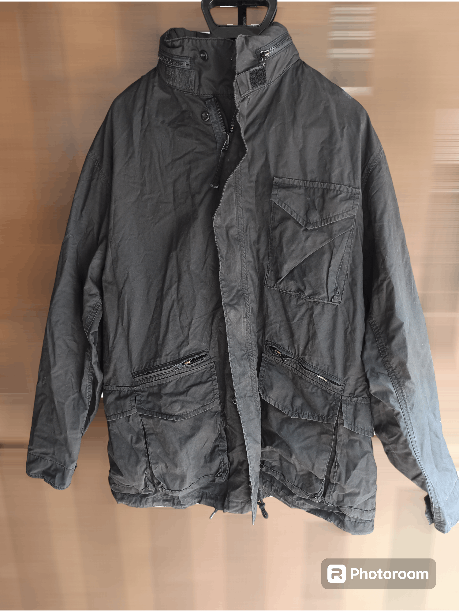 image of Vintage Multipocket Post Overalls Synchro System Parka in Black, Men's (Size Medium)
