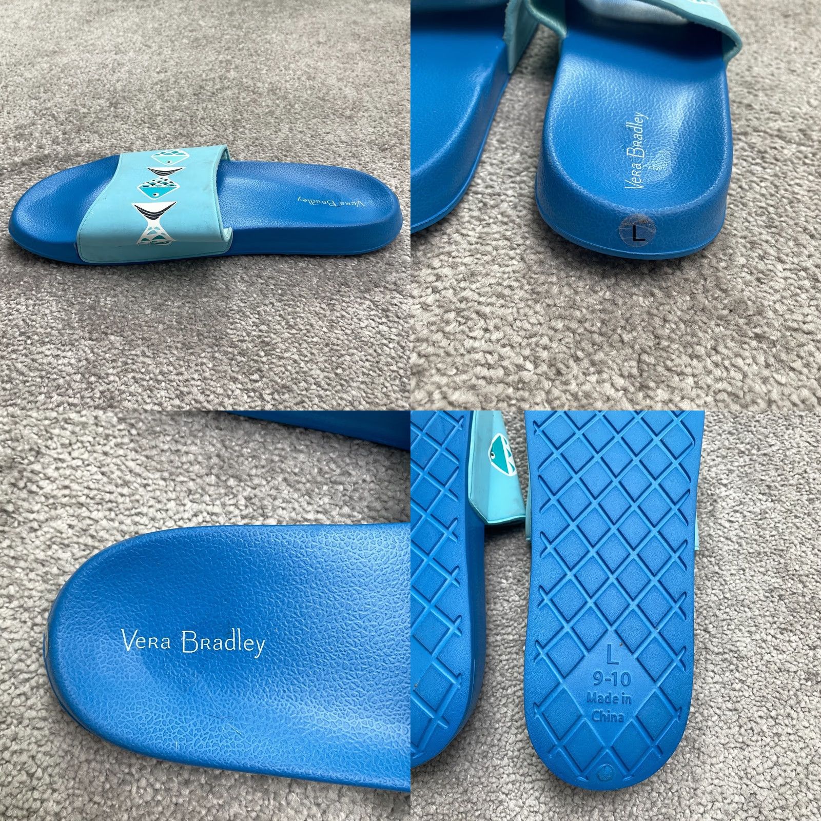Vera Bradley Vera Bradley Sandal Women (US 9, EU 39.5) Blue Rubber Slide Casual Beach Flat Open Toe Size US 9 / IT 39 - 8 Thumbnail