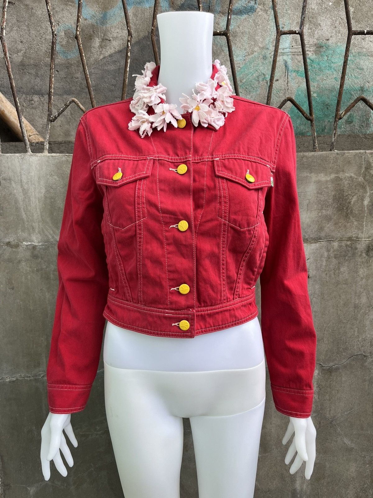 Moschino Love Me Love Me Not Daisy Collar Denim Jacket Size XS / US 0-2 / IT 36-38 - 1 Thumbnail