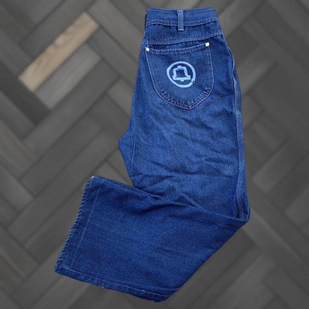 Area Vintage Country Blues Jeans Bell Telephone Work Jeans Embroidered Rear Pocket 18 (31”waist) Denim Blue Made in Taiwan Mens Jeans 70s 80s Size 40" / US 18 - 1 Thumbnail