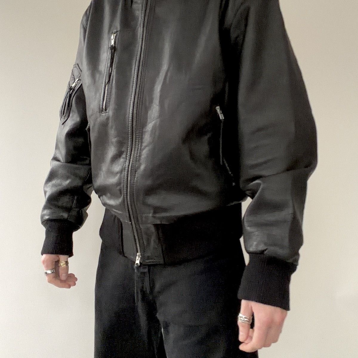 MIL-TEC Mil-Tec German Black Leather Pilot Jacket Size US L / EU 52-54 / 3 - 7 Thumbnail