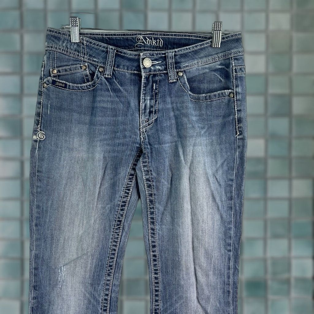 Denime Adiktd Straight Denim Jeans Women’s Size 6 Blue 32X32 Embellished Vintage: No Rise: Low Size 28" / US 6 / IT 42 - 1 Thumbnail