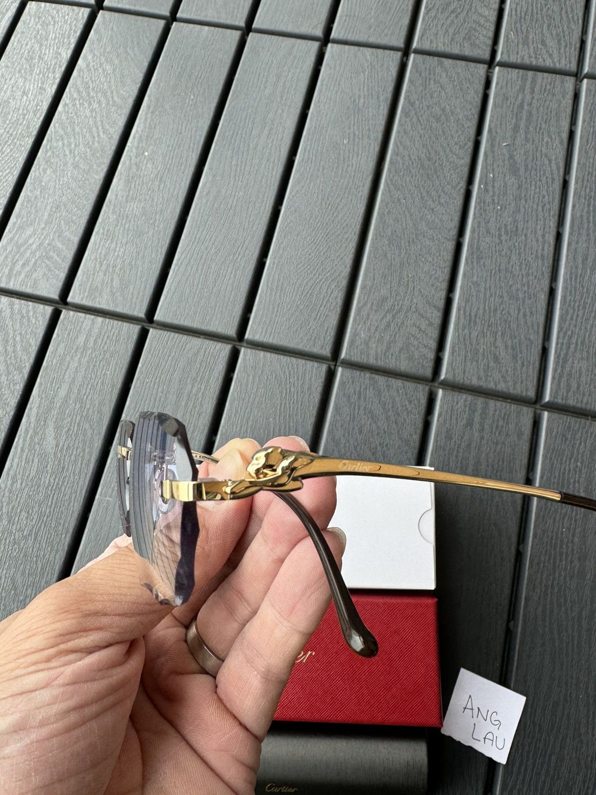 Cartier Cartier Panther Pantherè Gold Diamond Cut Sunglasses Size ONE SIZE - 2 Thumbnail