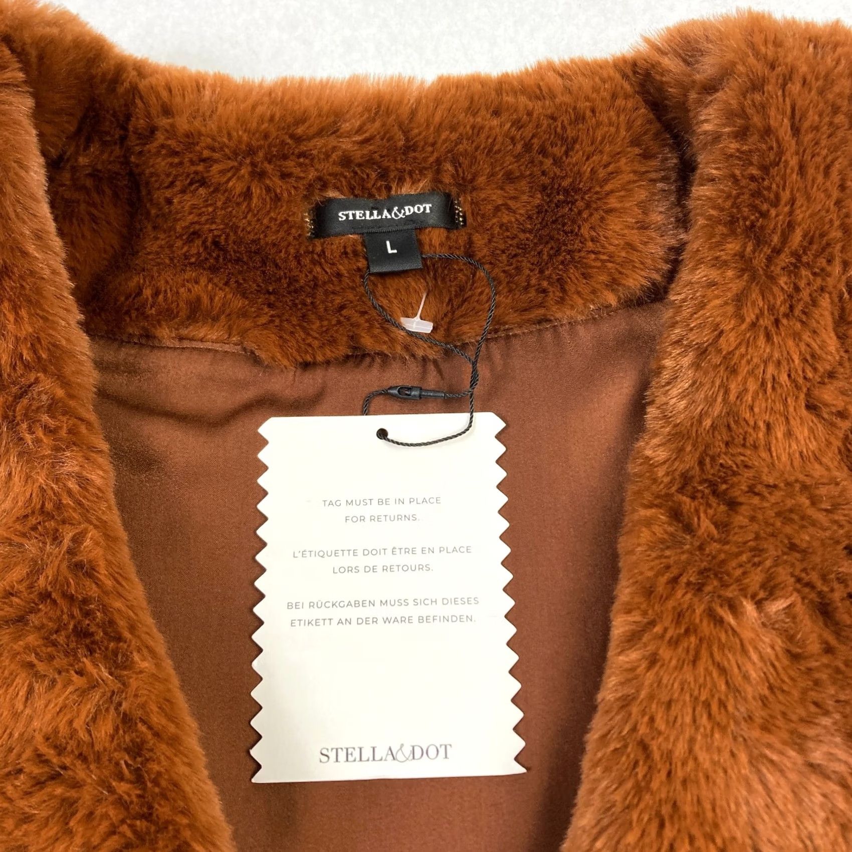 Vintage Stella & Dot Vest Women's Large Brown Fuzzy Soft Open Front Shearling Size L / US 10 / IT 46 - 4 Thumbnail