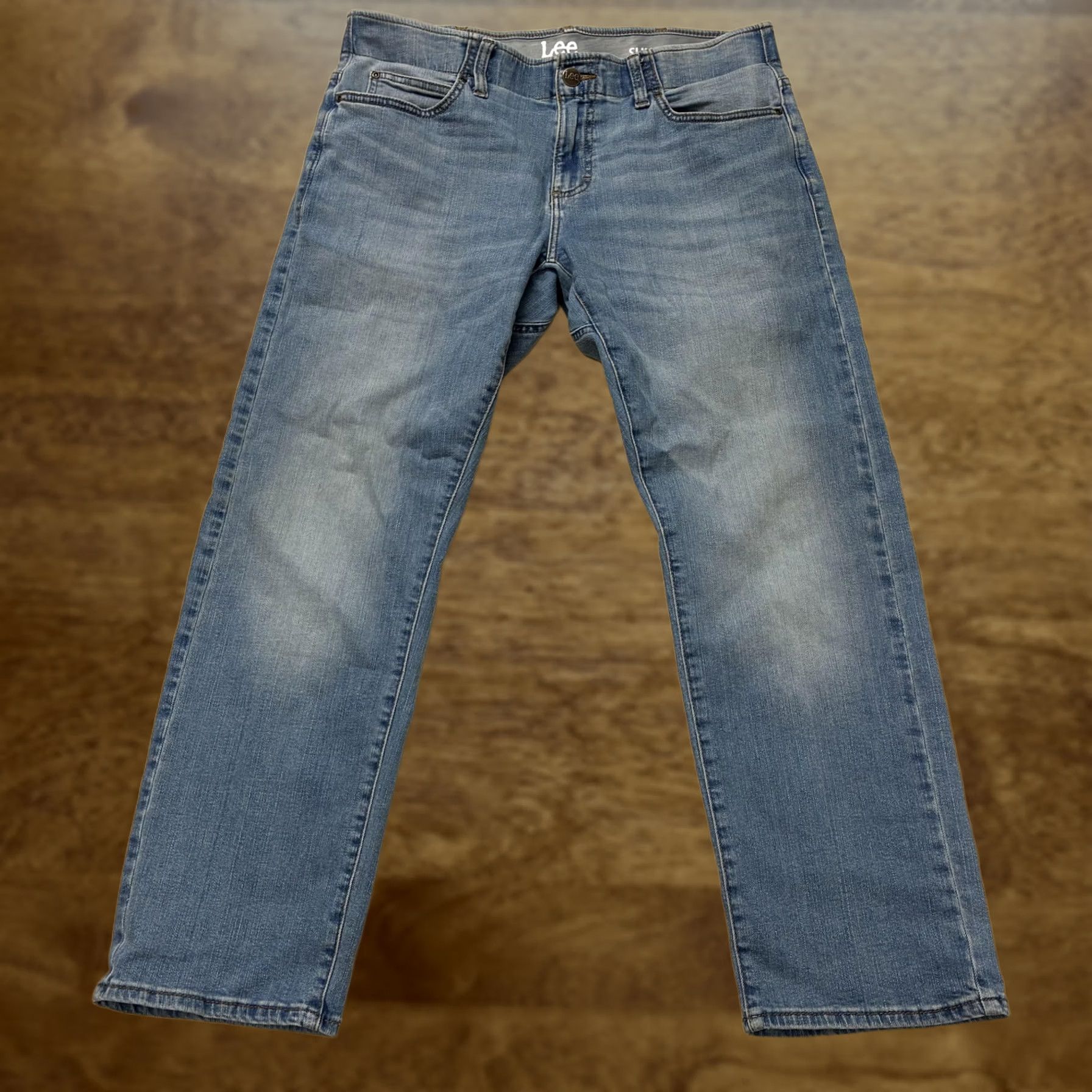 Lee Lee Slim Straight Jeans Mens 34x29 Light Wash Blue Denim Stretch Casual Pants Size US 34 / EU 50 - 1 Thumbnail
