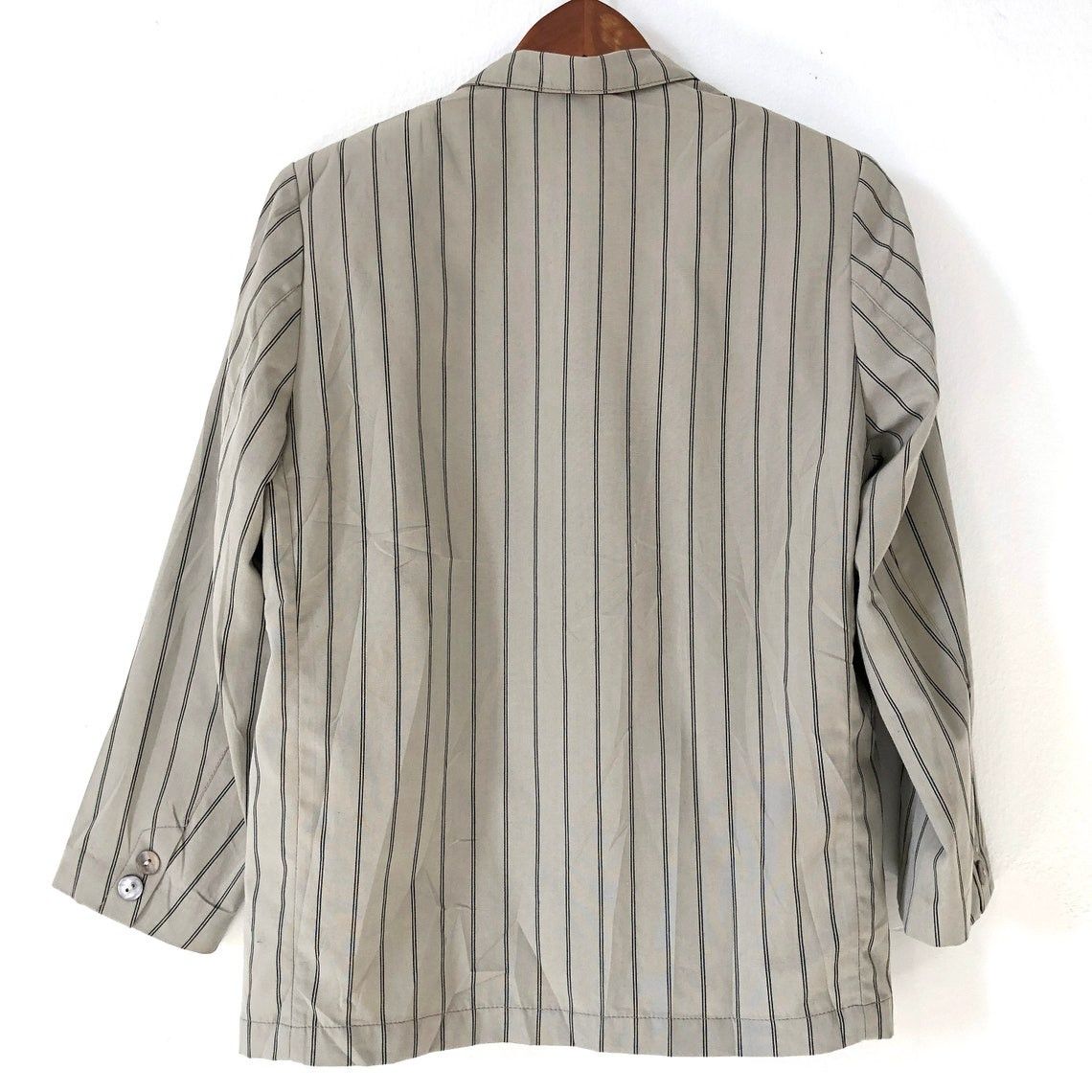 Vintage Vintage 90s Pinstripe Blazer Petite Fit Size XS / US 0-2 / IT 36-38 - 9 Thumbnail