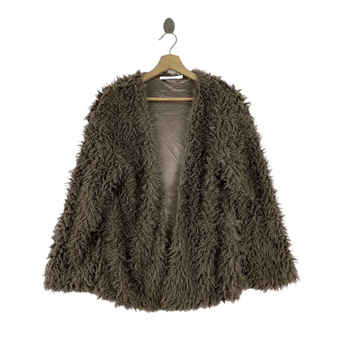 image of Colony 2139 Deep Pile Fur Brown Cardigan Coat, Women's (Size Medium)