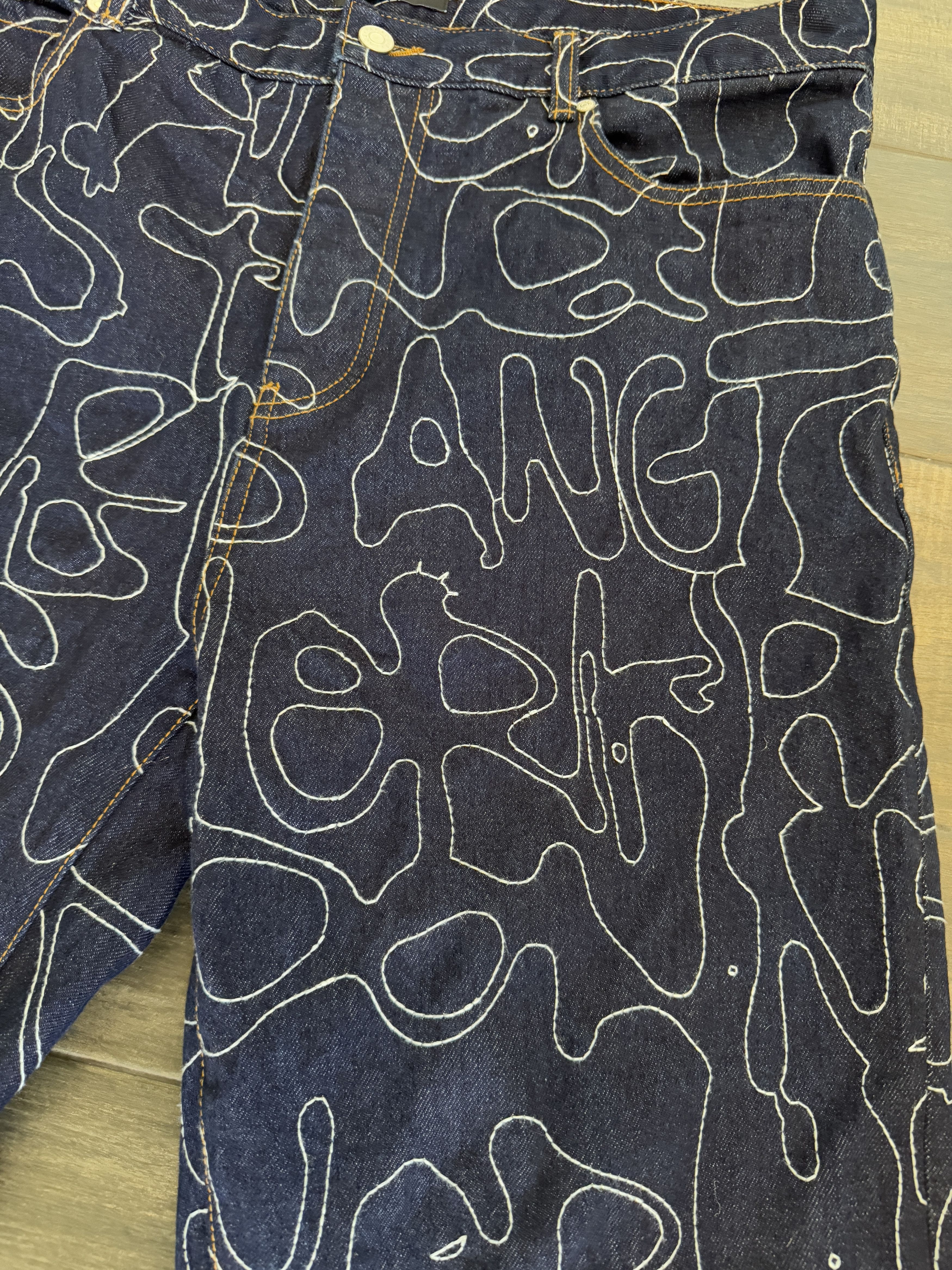 Palace Palace P45 Splat Denim Jeans Embroidered Indigo Size US 34 / EU 50 - 9 Thumbnail
