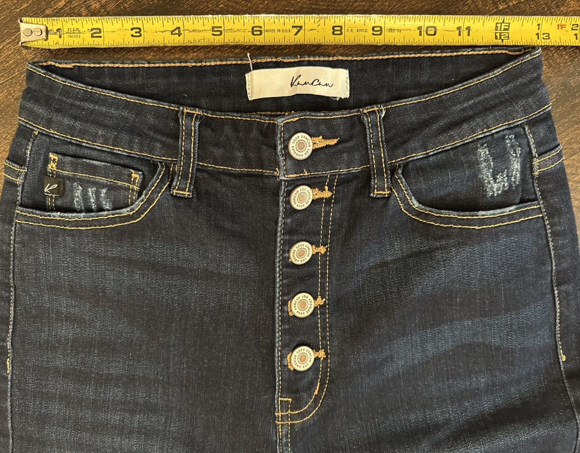 Kancan USA Kancan Jeans Skinny Frayed Raw Hem Dark Wash Button Fly-28 Size 28" / US 6 / IT 42 - 2 Thumbnail