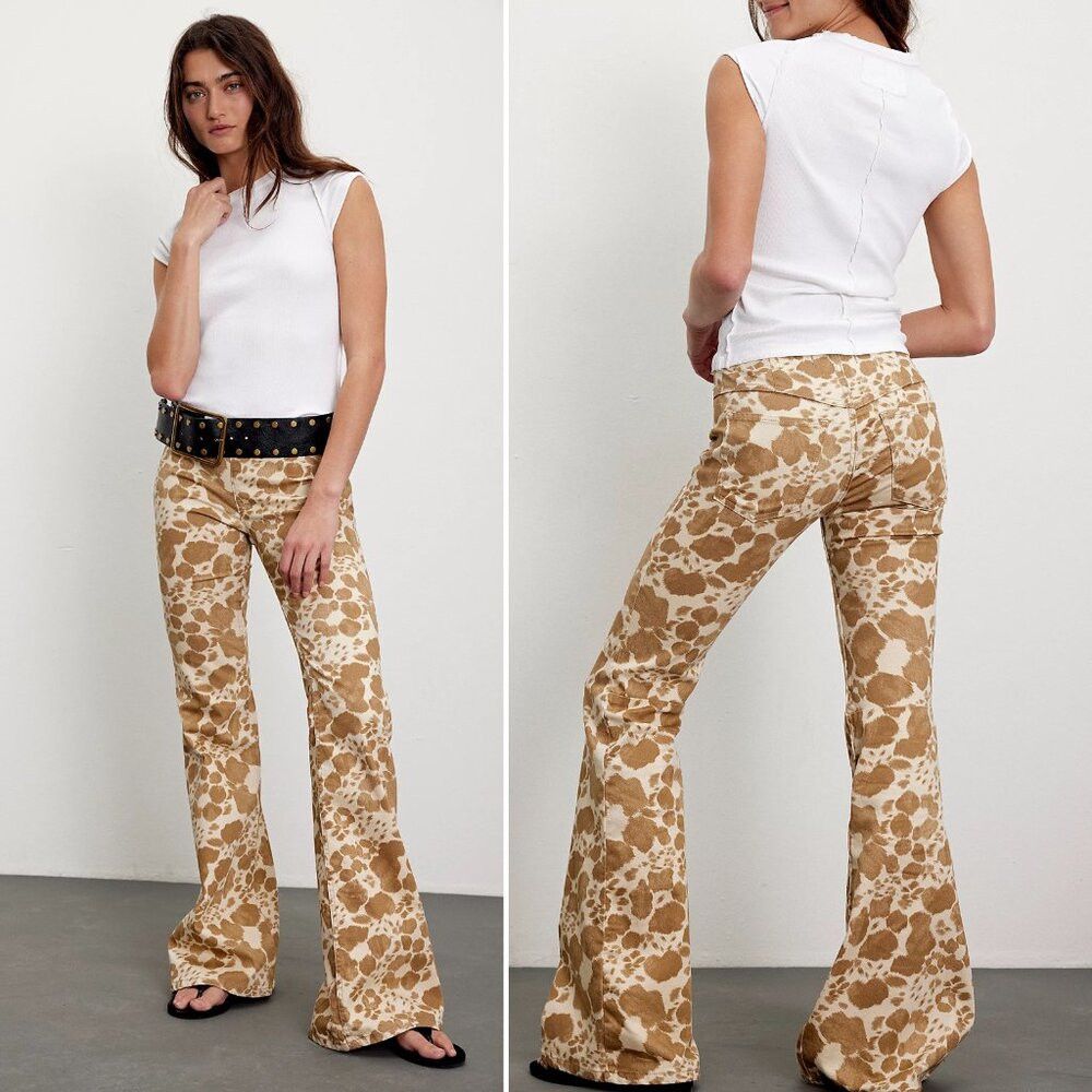 New Free People We The Free Penny Pull-On Printed Flare Jea