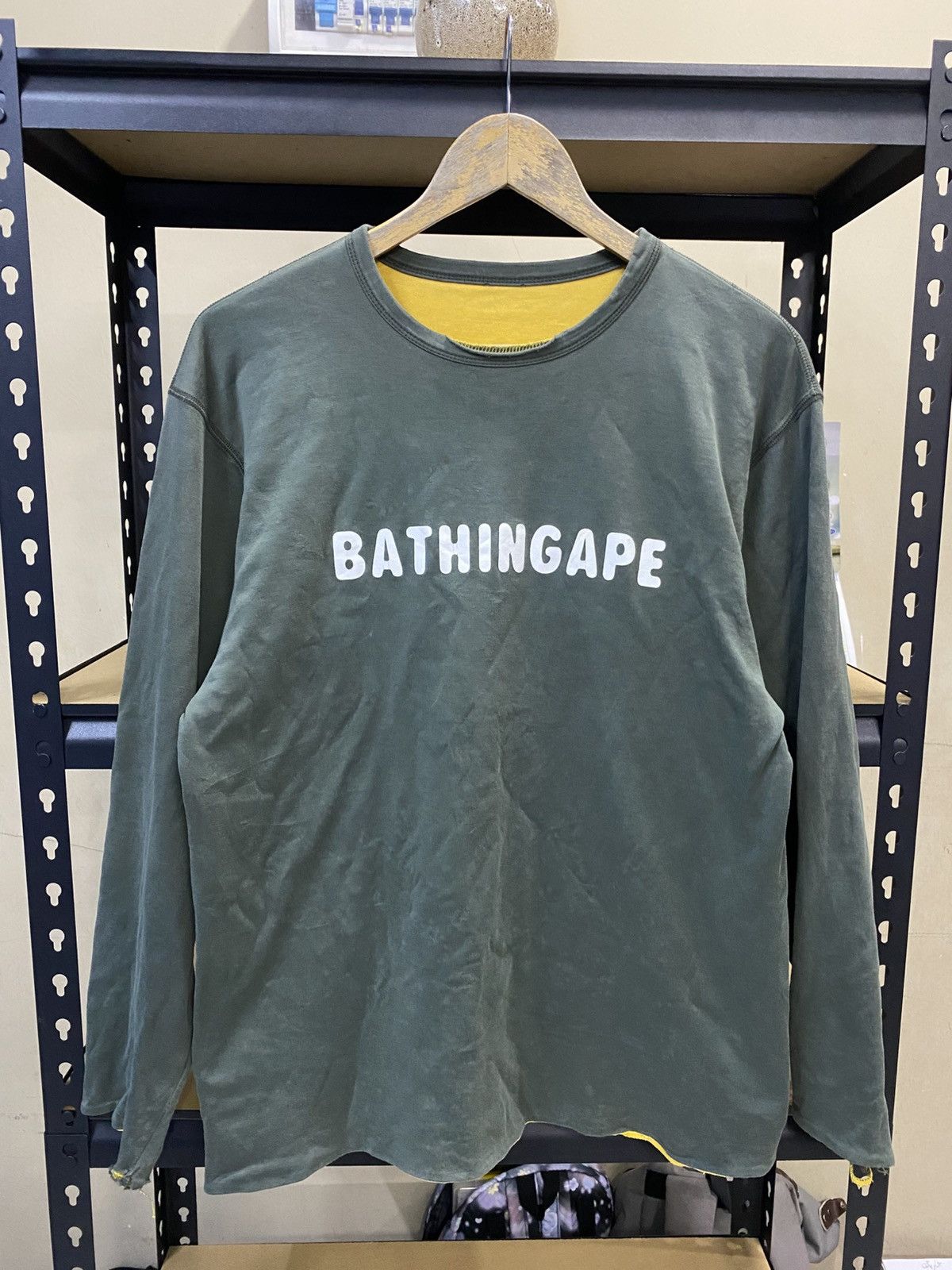 Nigo 🔥 Distressed 🔥 Vintage Bape Reversible Long Sleeve Tee Size US M / EU 48-50 / 2 - 3 Thumbnail