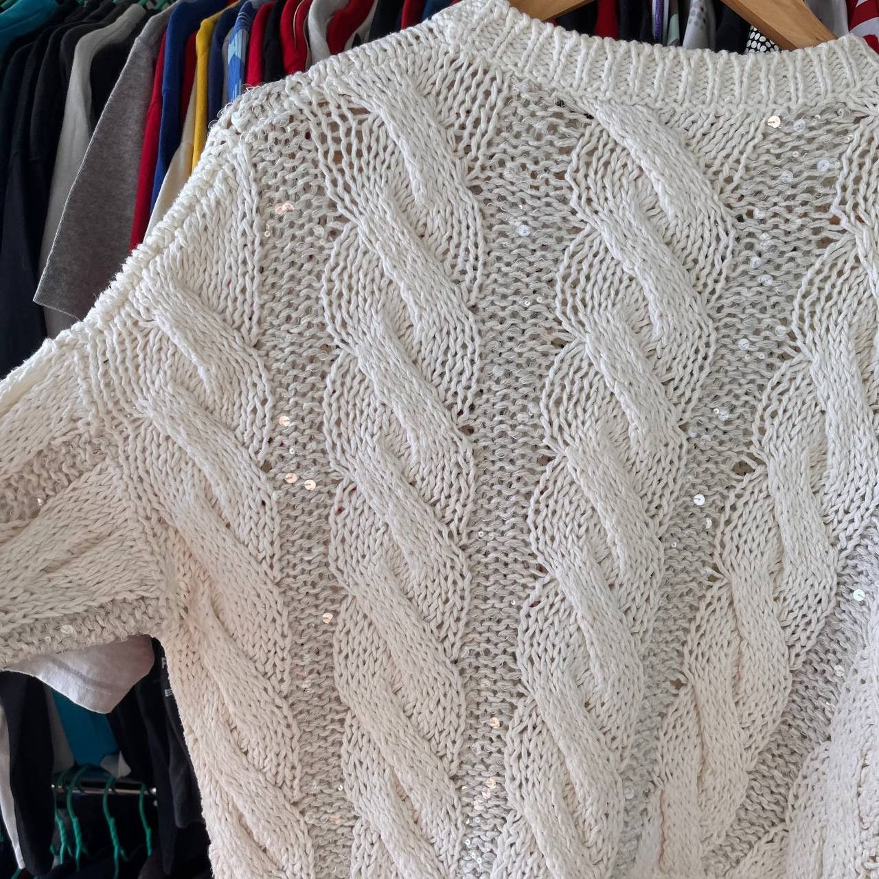 Brunello Cucinelli Brunello Cucinelli Cropped Sequin Cable Knit Sweater XS Size XS / US 0-2 / IT 36-38 - 12 Thumbnail
