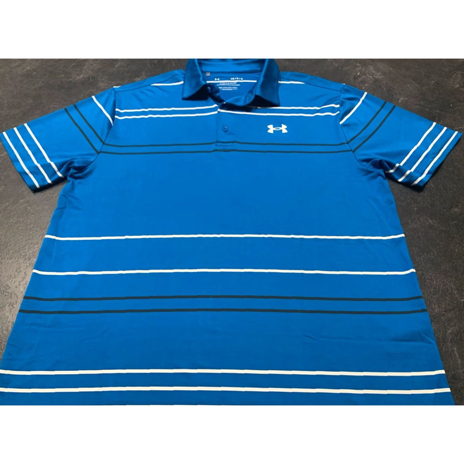Under Armour Under Armour Polo Shirt Men Large Short Sleeve Blue Striped Golf Outdoor Spring Summer Size US L / EU 52-54 / 3 - 2 Thumbnail