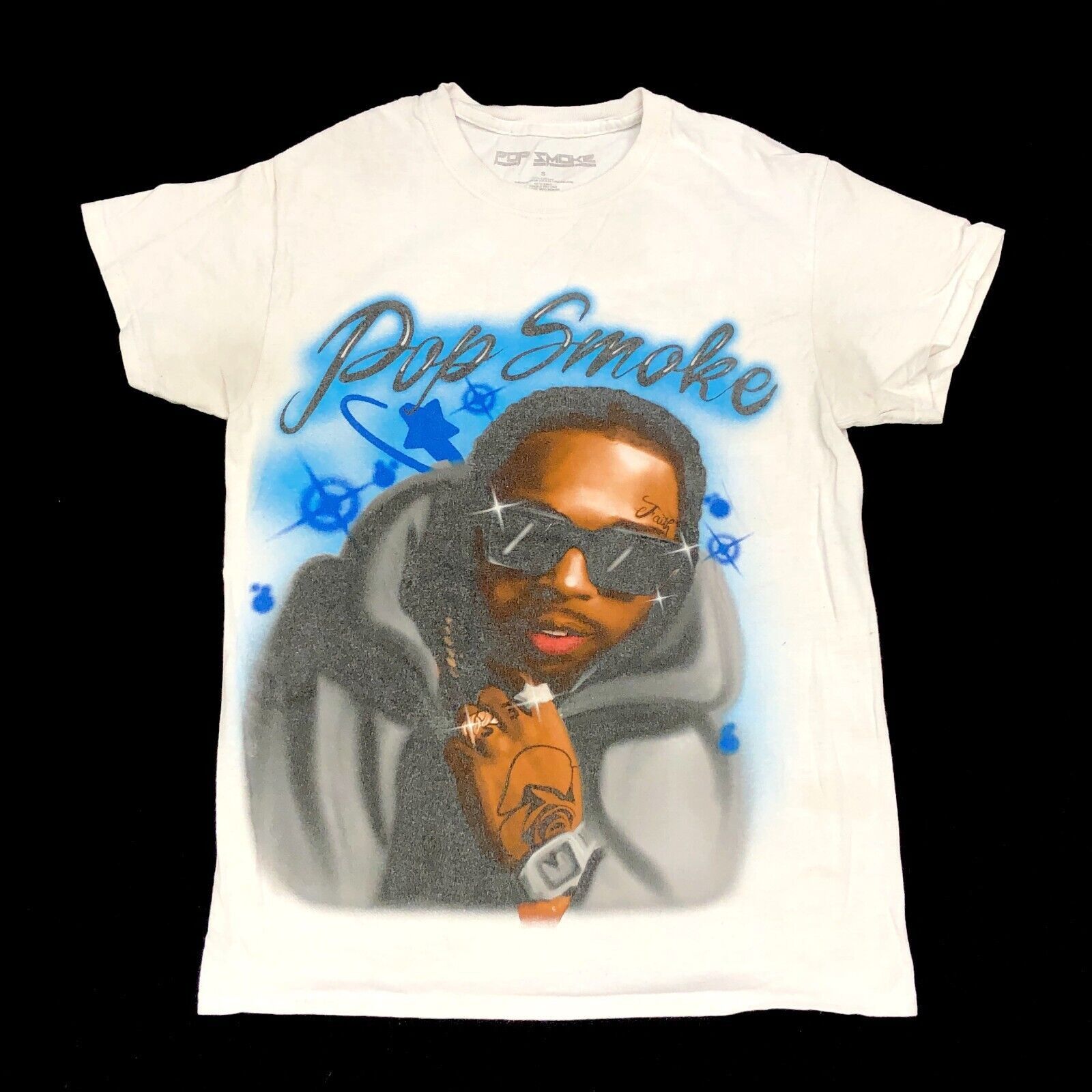 Vintage Pop Smoke airbrush style white tee t shirt hip hop artist Size US S / EU 44-46 / 1 - 1 Thumbnail