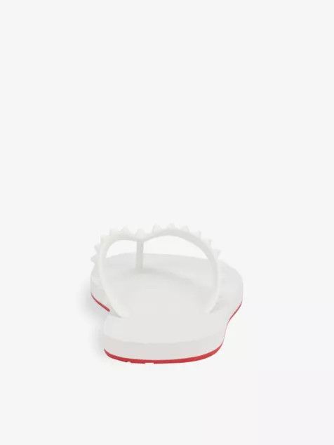 Christian Louboutin o1s1wg110924 Loubi Flip Flat Sandals in White Size US 11 / EU 44 - 2 Thumbnail