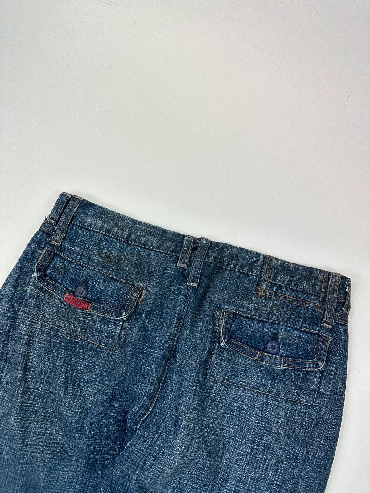 Marithe + Francois Girbaud Marithé + François Girbaud 00’s Navy Wash Flared Denim Pants Size 27" / US 4 / IT 40 - 4 Thumbnail