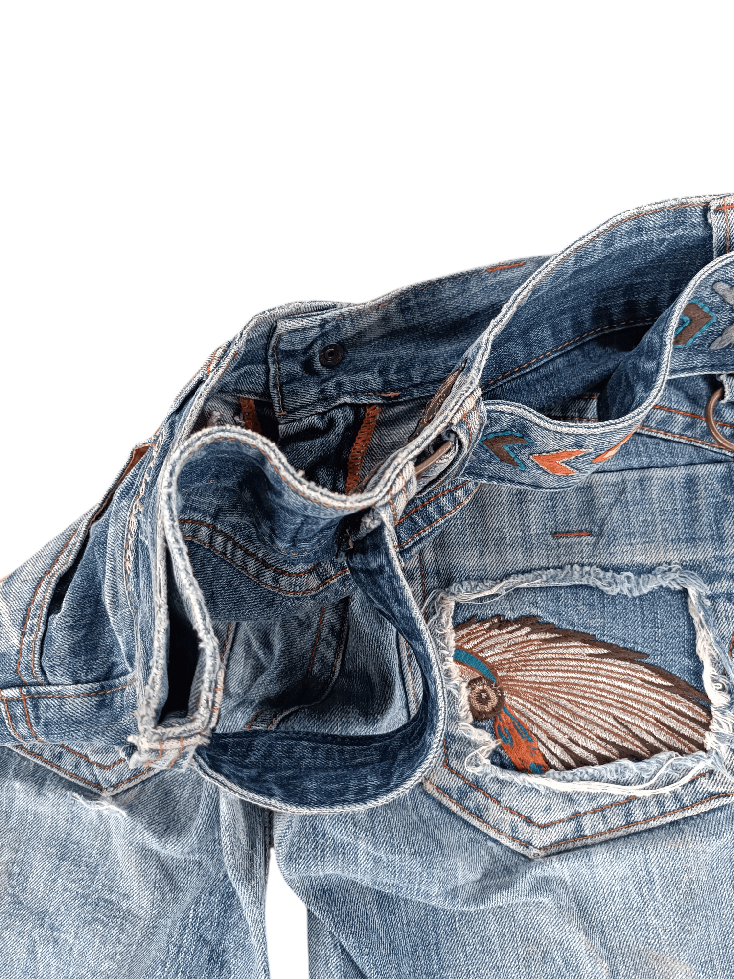 Other 🇯🇵 RIOBERIO SUPER FLARED EMBROIDERED DENIM PANTS Size US 30 / EU 46 - 13 Thumbnail