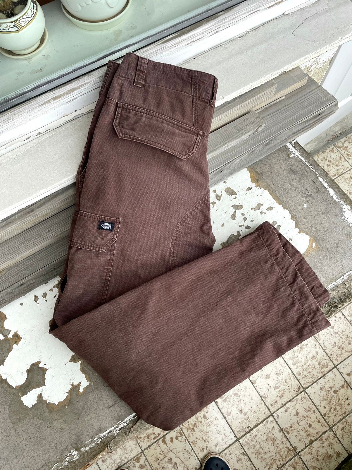 Pre-owned Carhartt X Dickies Vintage Dickies Chocolate Mocha Faded Workwear Cargo Pants In Brown