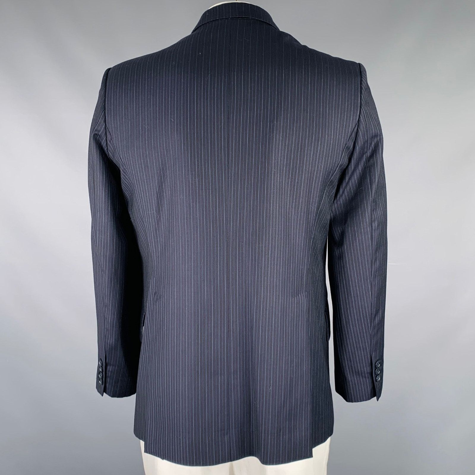 Other AUGUST Size 42 Navy Blue Stripe Single Breasted Sport Coat Size 42R - 4 Thumbnail