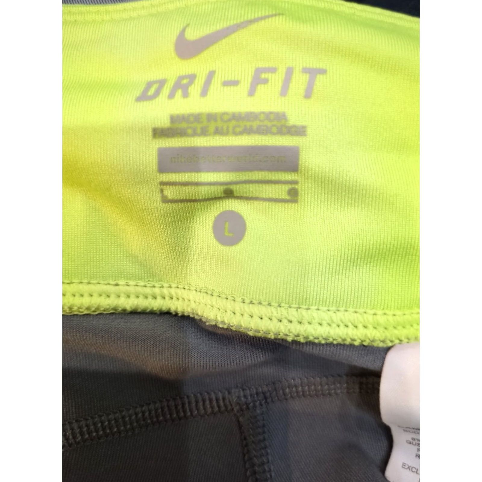 Nike Nike Dri-FIT Pants Womens Large Gray Cropped Leggings Pockets Running Gym Activewear S Size 36" / US 14 / IT 50 - 4 Thumbnail