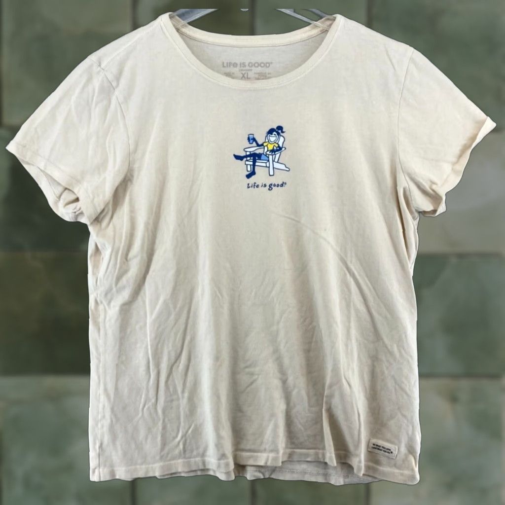 Life is Good Life is Good Womens TShirt XL Ivory Cream Beach Classic 90s (no, wait) Size XL / US 12-14 / IT 48-50 - 1 Thumbnail