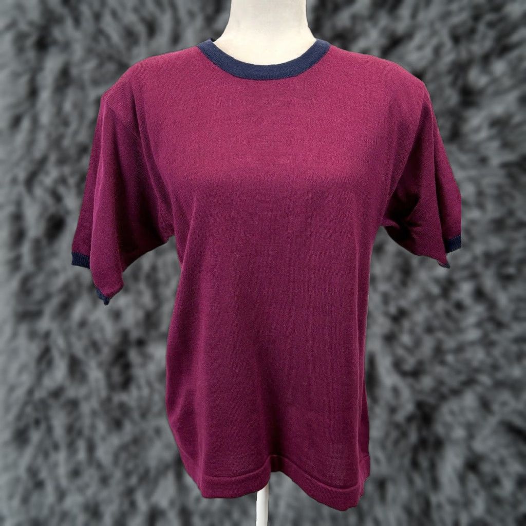 Vintage VINTAGE Bryn Connelly Women's Short Sleeve Knit Sweater Medium Berry Shoulder Pads 90s Classic Winter Size M / US 6-8 / IT 42-44 - 1 Thumbnail