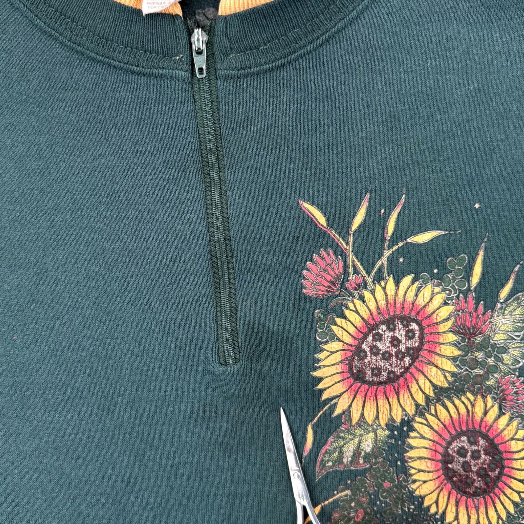 Vintage VINTAGE Morning Sun Sweatshirt Women XL Green Floral 90s Zip Casual Granny Knit Size XL / US 12-14 / IT 48-50 - 4 Thumbnail