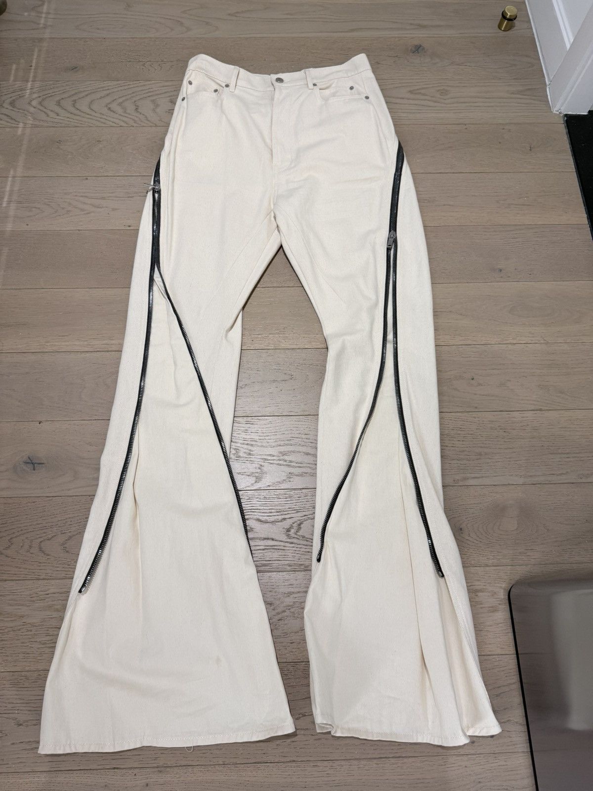 Rick Owens Bolan zipped pants boot cut in beige khaki Size US 30 / EU 46 - 1 Thumbnail